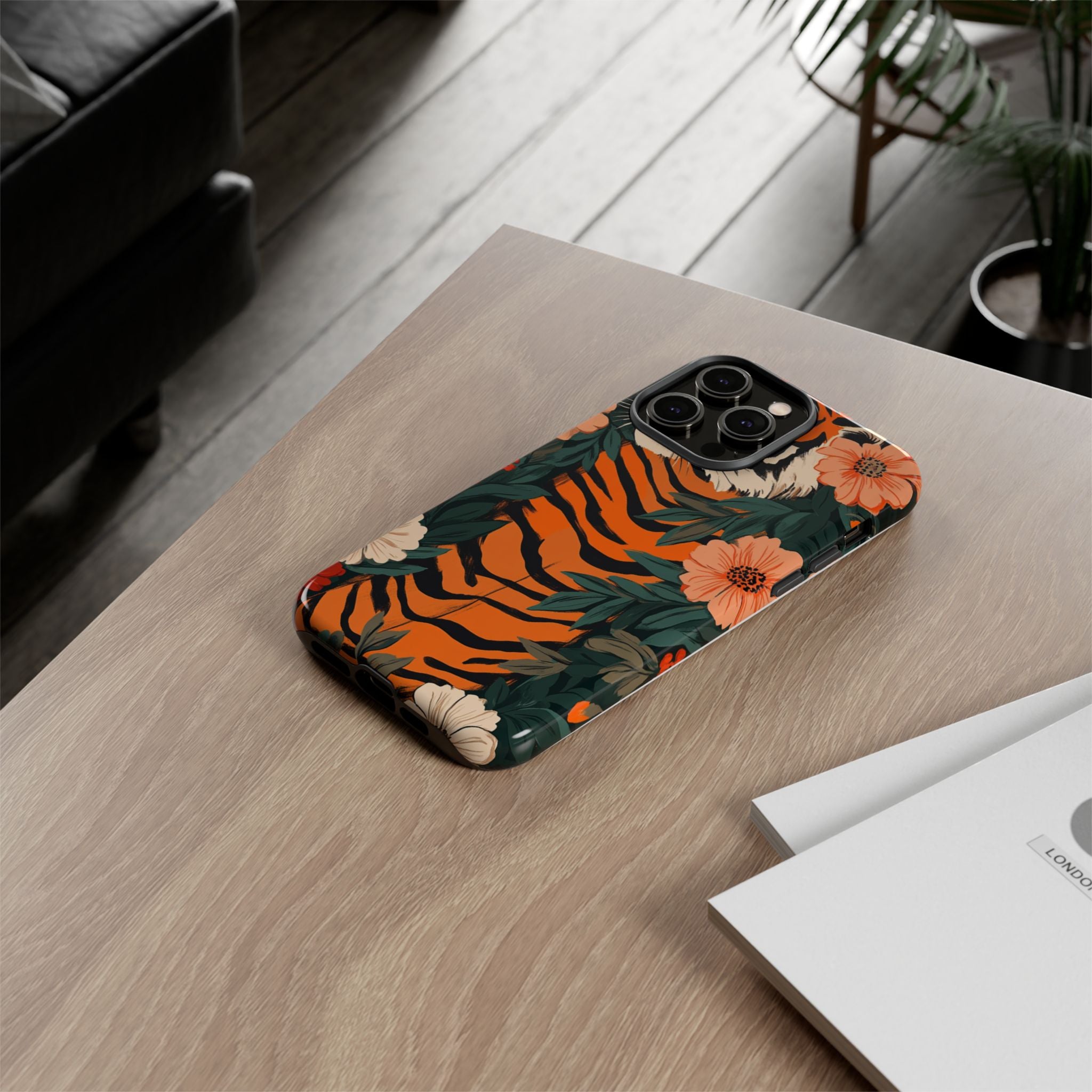 Tough Cases: Floral Tiger Phone Case