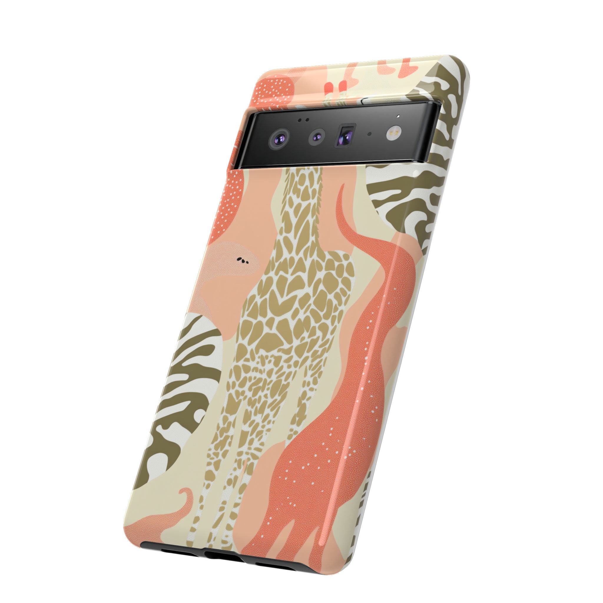 Stylish Phone Case with Giraffe and Abstract Design