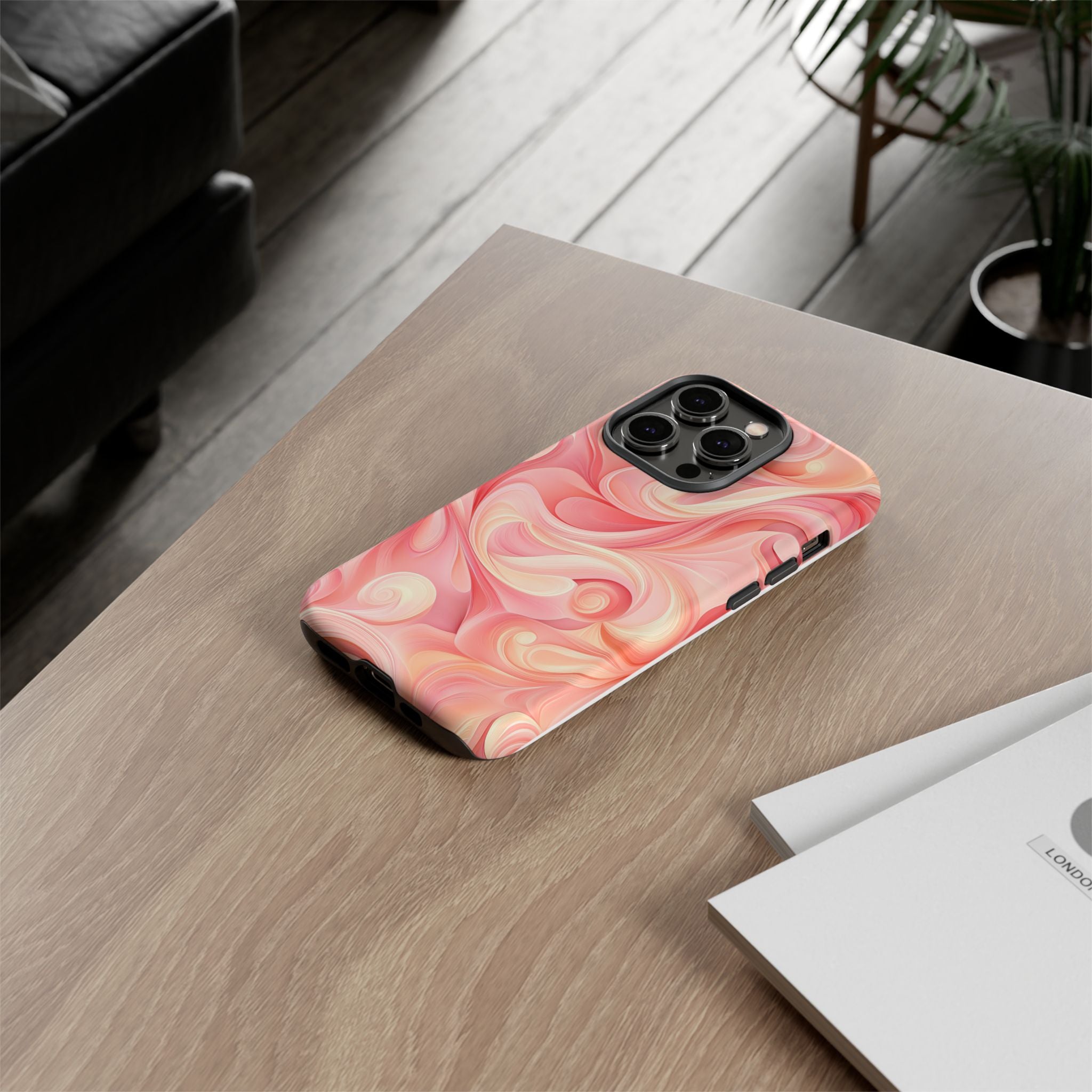 Stylish Phone Case - Tough Cases with Abstract Pink Swirls
