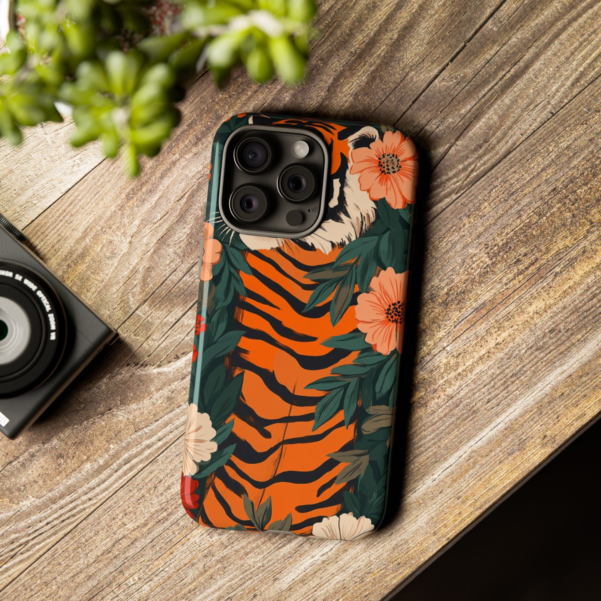 Tough Cases: Floral Tiger Phone Case